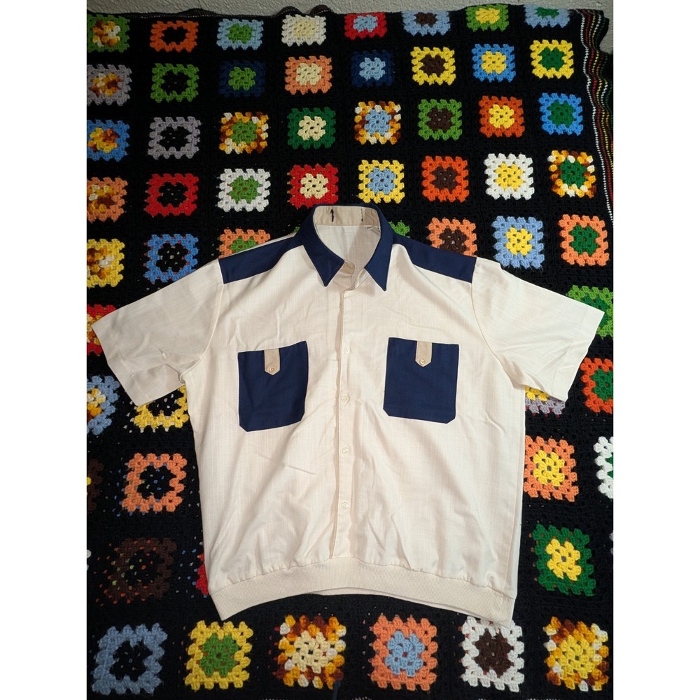 Vintage Classics by Palmland Shirt XL Banded Waist Polo Button Down Linen Blend